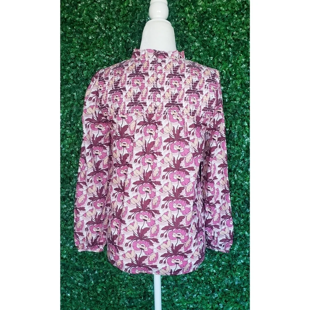 29. J.Crew Smocked button-back top in Liberty® Butterfield Poppy organic cotton